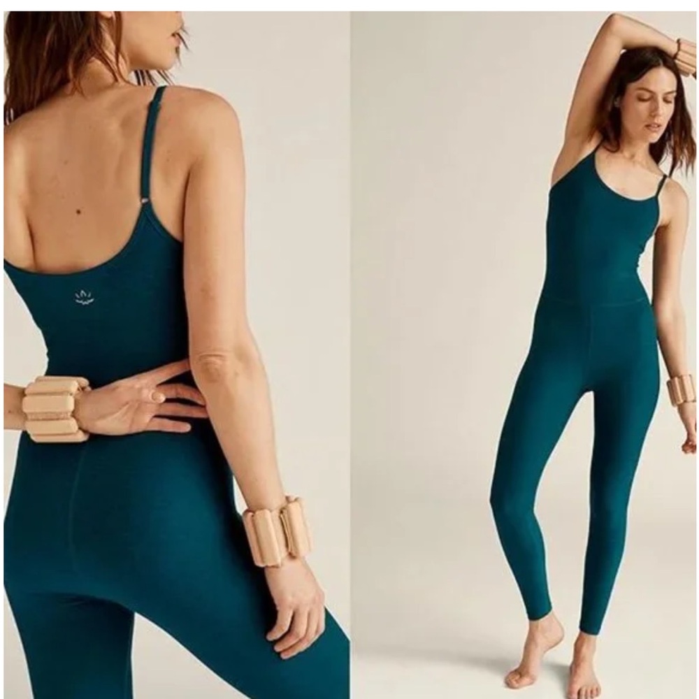 Beyond Yoga Spacedye Uplevel Midi Jumpsuit Midnight Green Heather